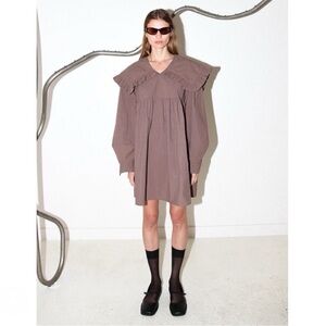 KkCo Women’s SMALL Mini Sailor Dress in Oak Ruffle Babydoll